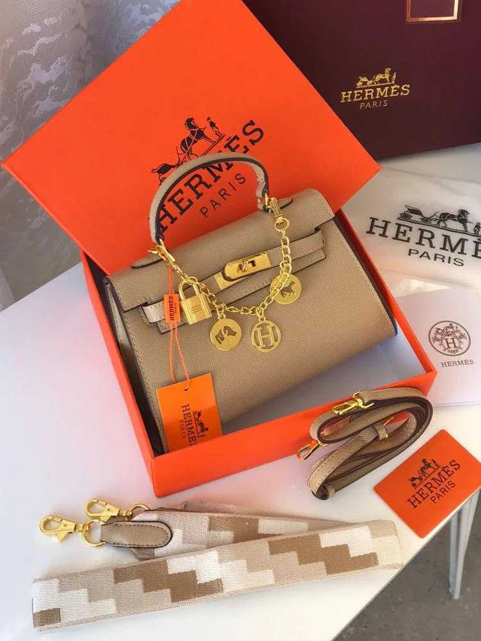 HRMS Sac à main Kelly Mini Beige
