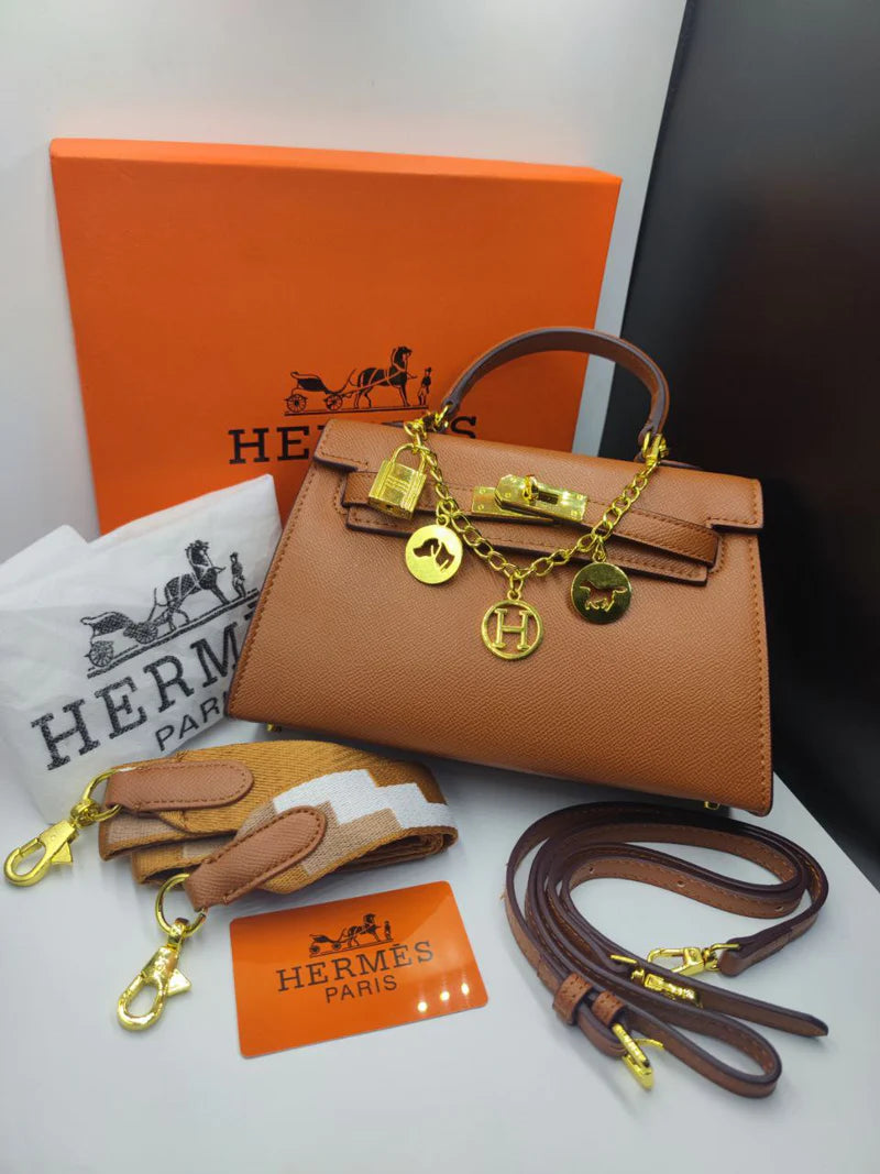 HRMS Sac baguette Kelly Mini Marron